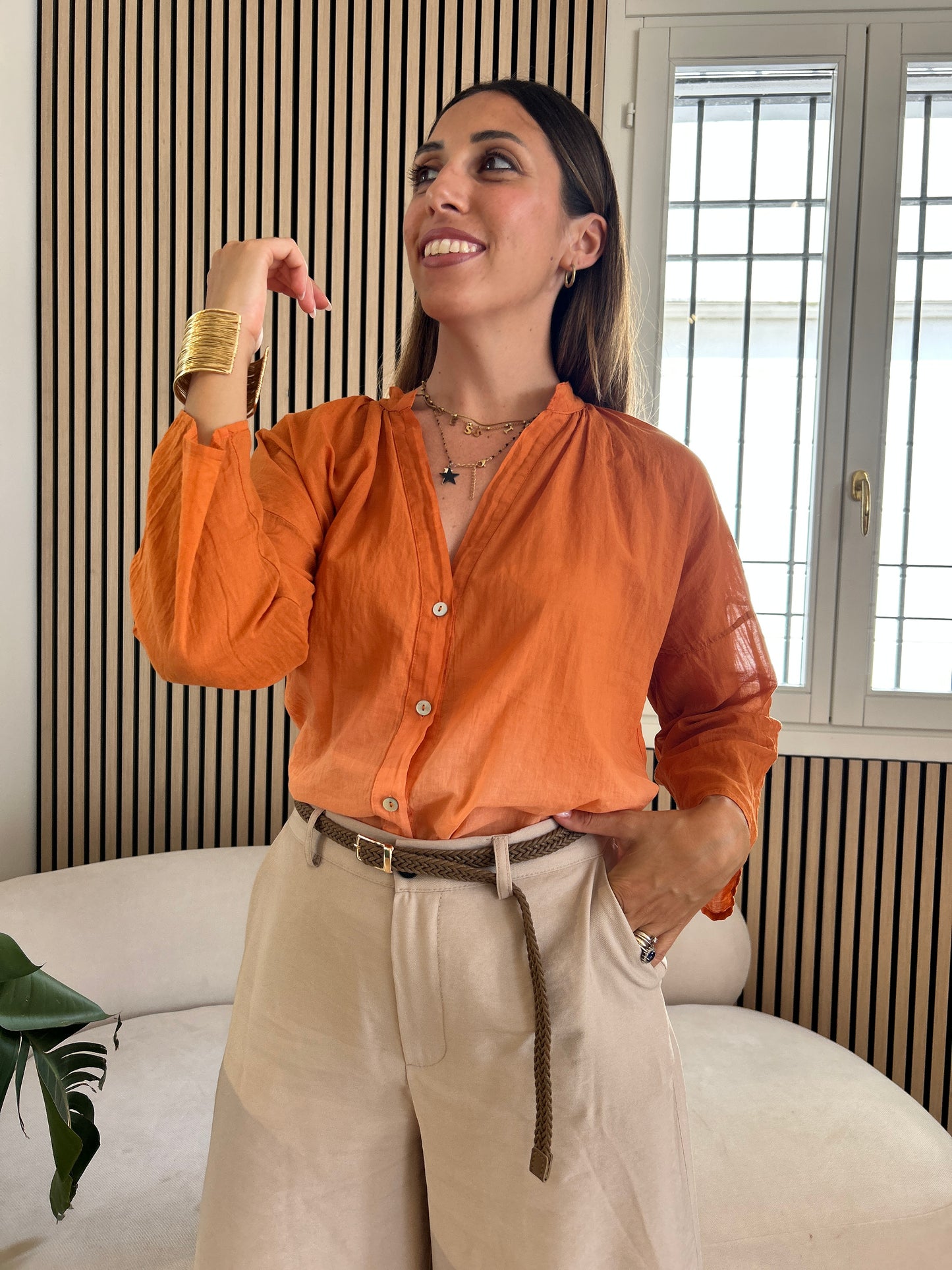 Camicia mussola arancione