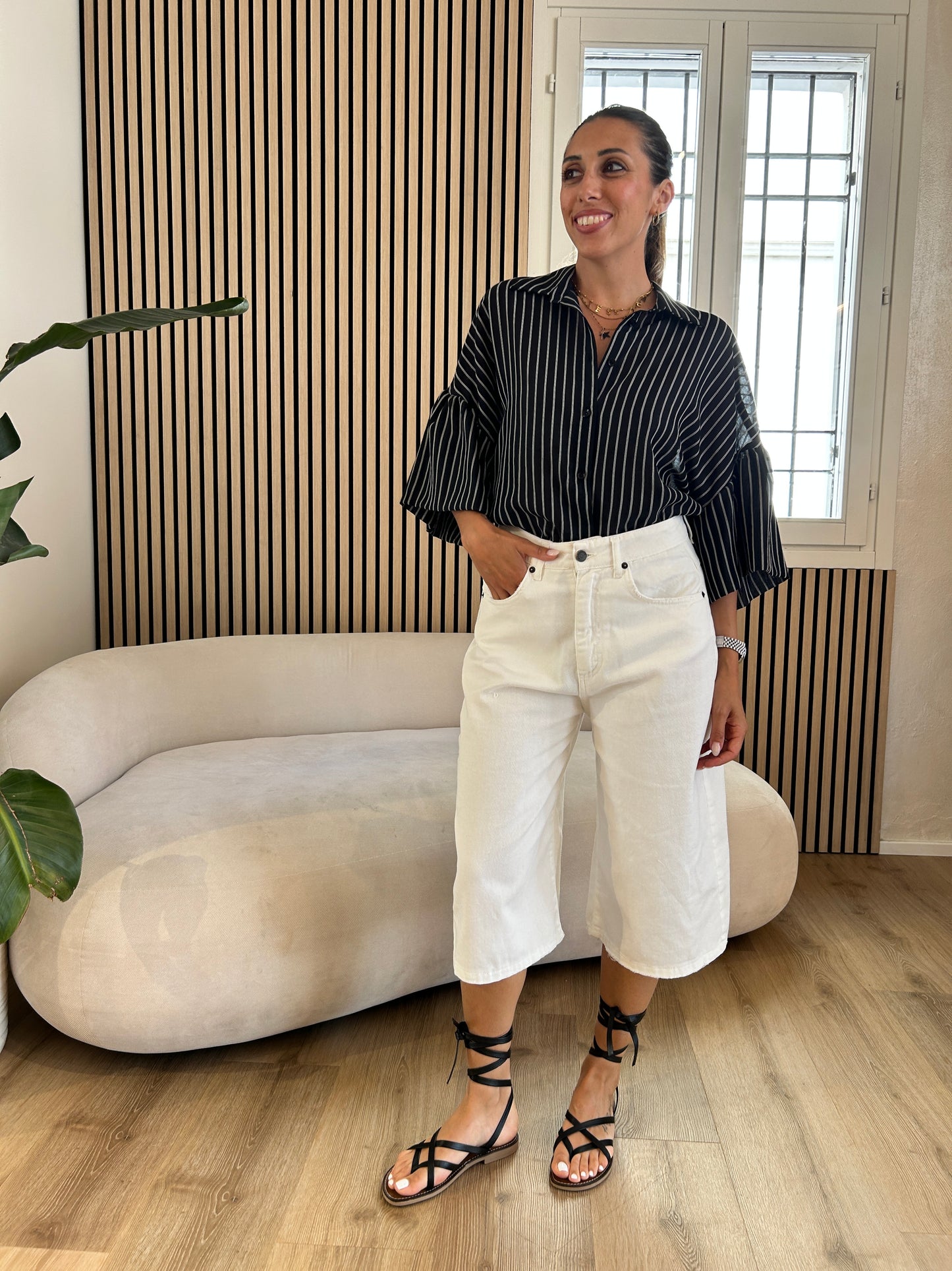 Camicia rigata nero/ bianco
