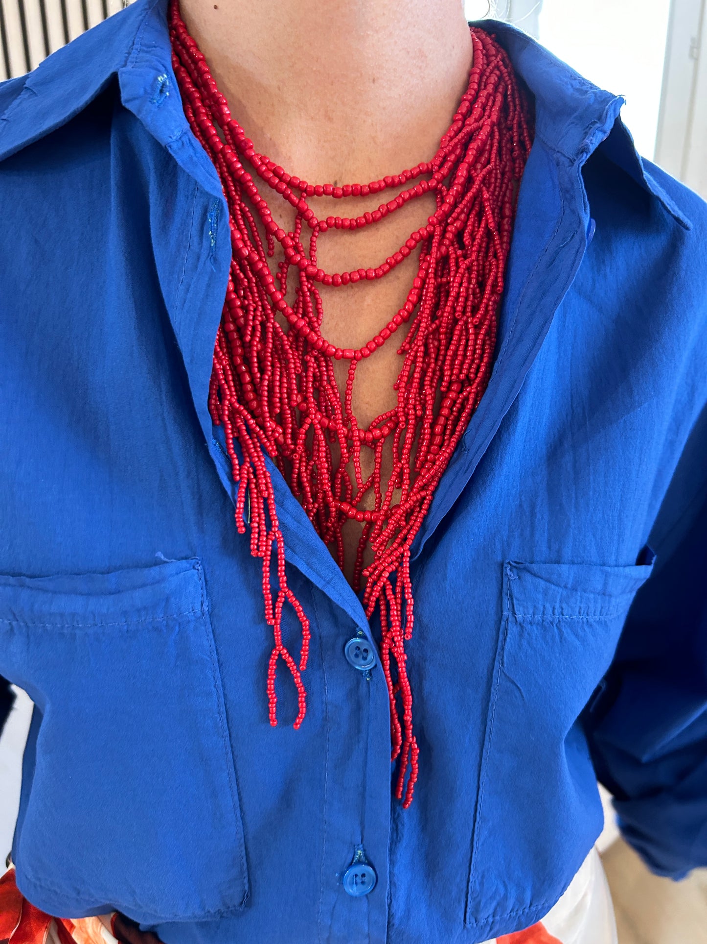Camicia tasche blu royal