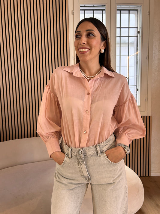 Camicia voile rosa