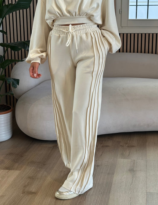 Pantalone dritto in viscosa con nervature