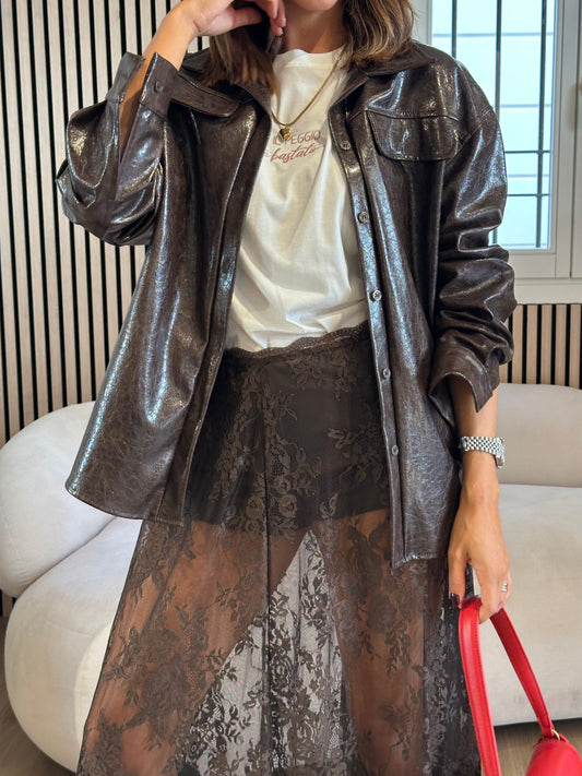 Camicia ecopelle moro