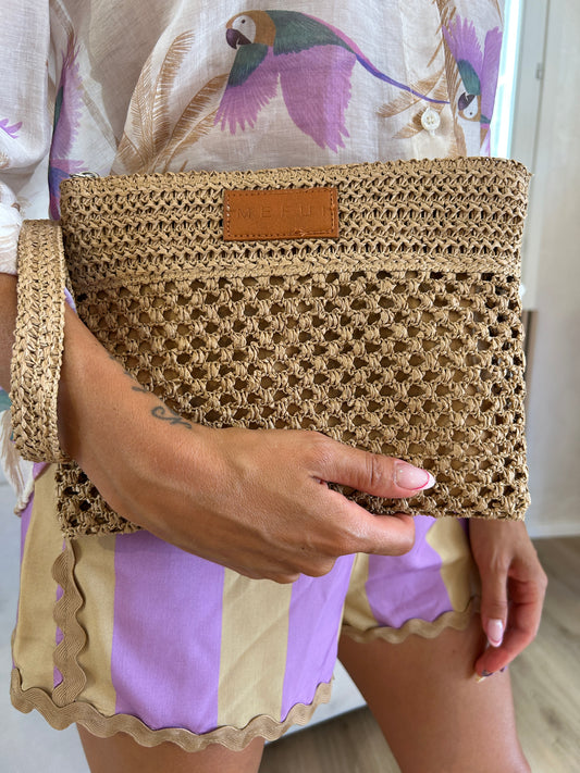 Mini Pochette rafia light brown