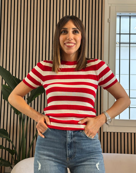 Maglia a righe maniche corte
