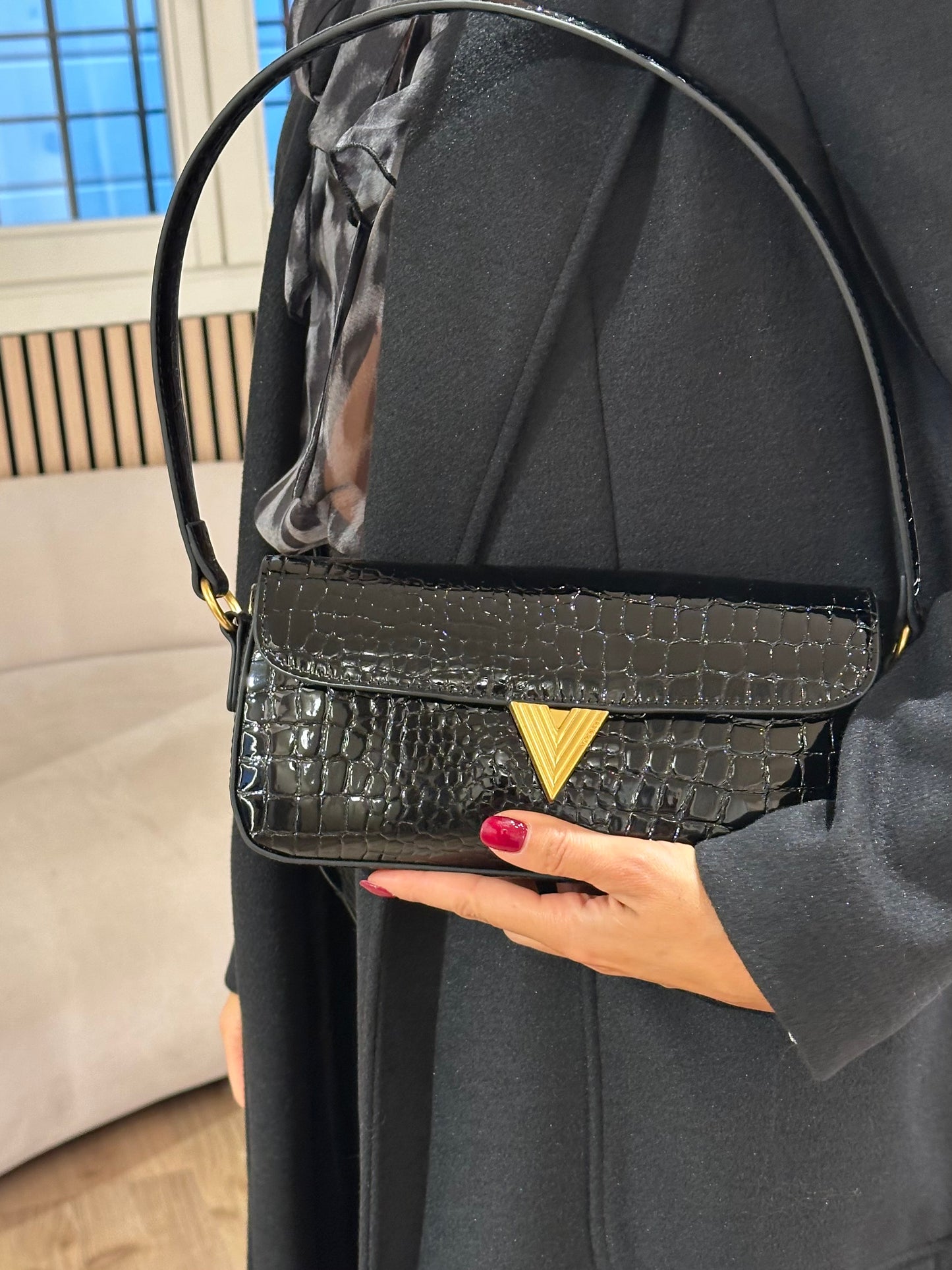 Borsa pencil coccodrillo