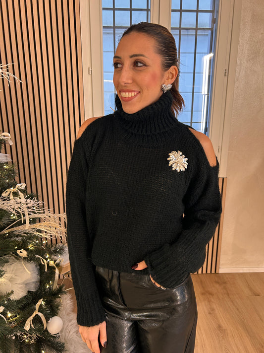 Dolcevita fori spalle nero