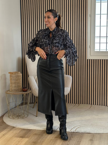 Gonna matita ecopelle nera