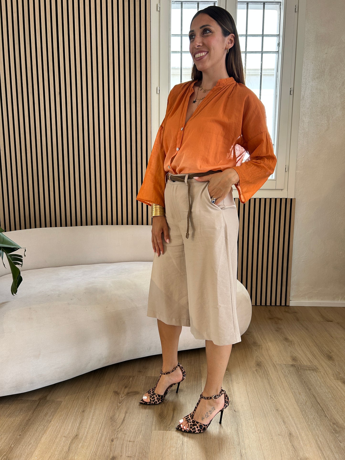 Camicia mussola arancione