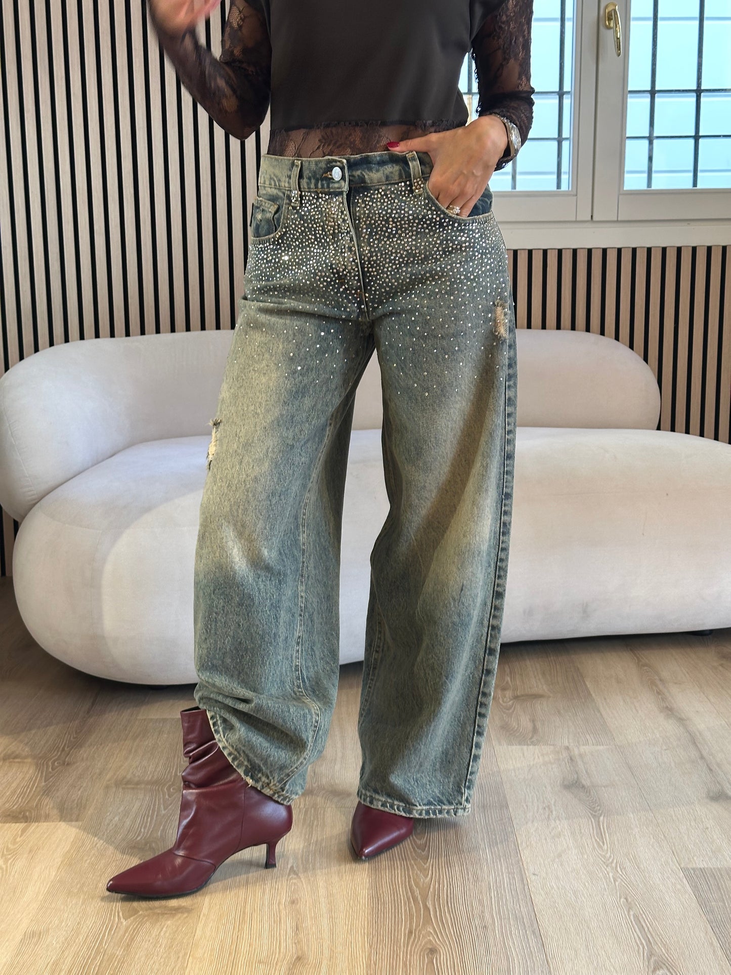 Jeans bella con strass