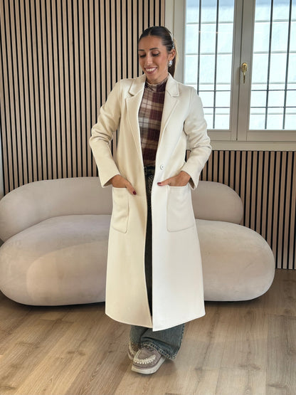 Cappotto monopetto handmade panna