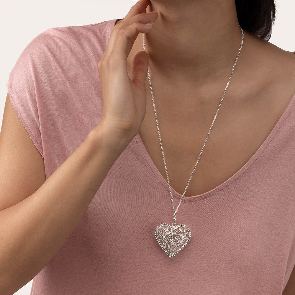 Pendente cuore ricamo