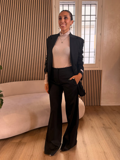 Pantalone flare in fresco lana