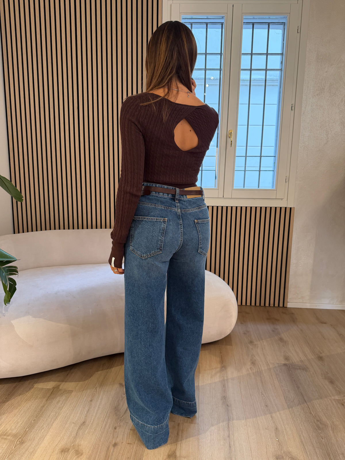 Cardigan corto in maglia Caffè
