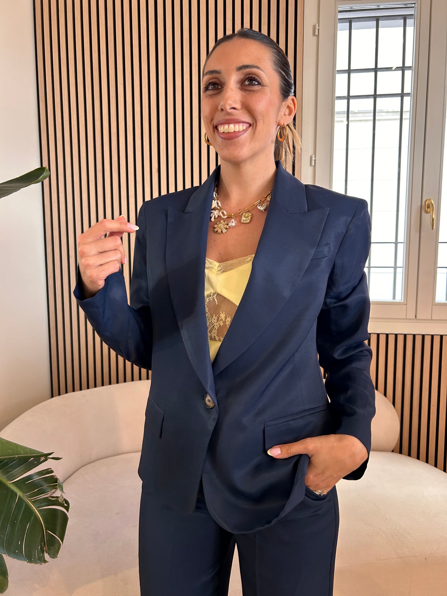 Giacca un bottone misto lino