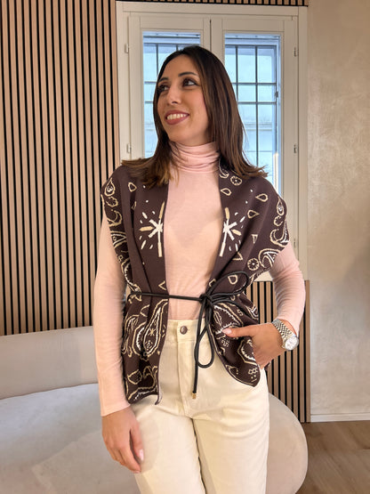 Gilet jacquard moro beige panna