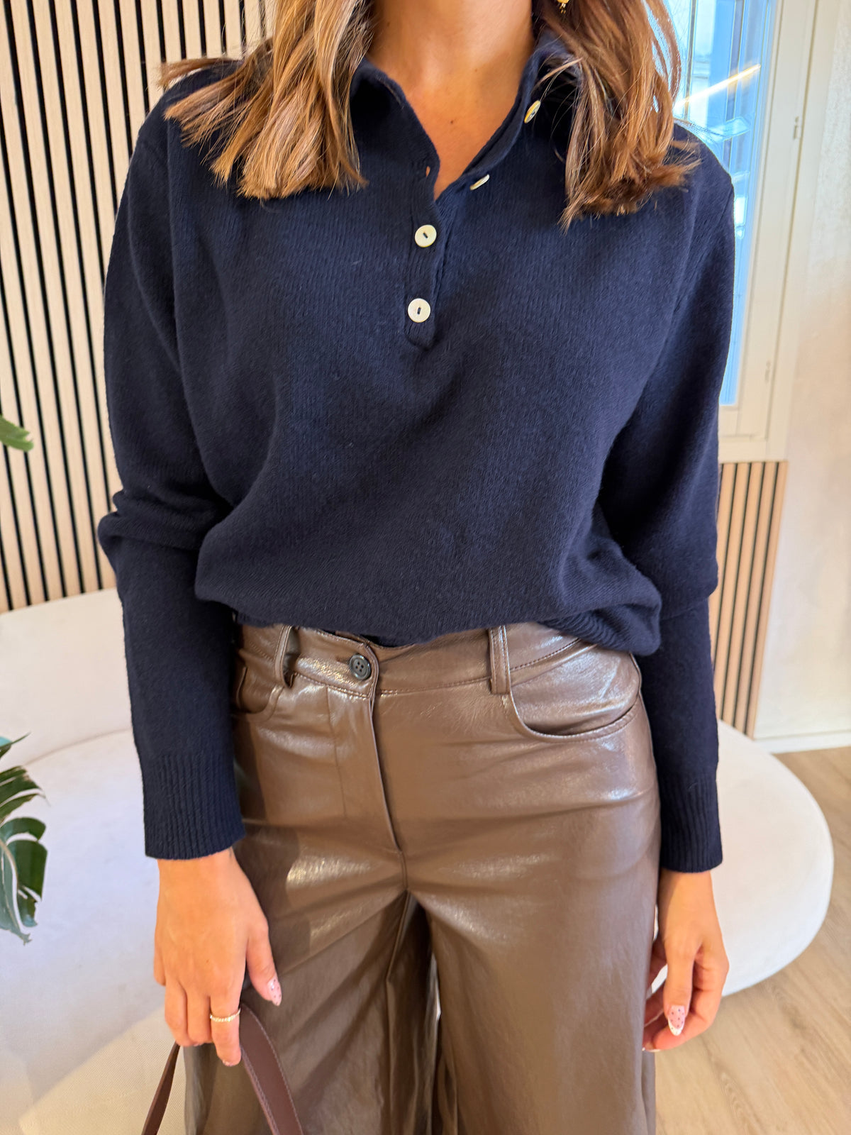 Polo 100% lana blu Navy