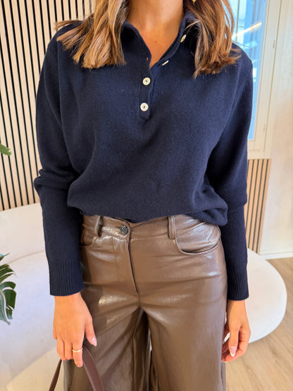 Polo 100% lana blu Navy
