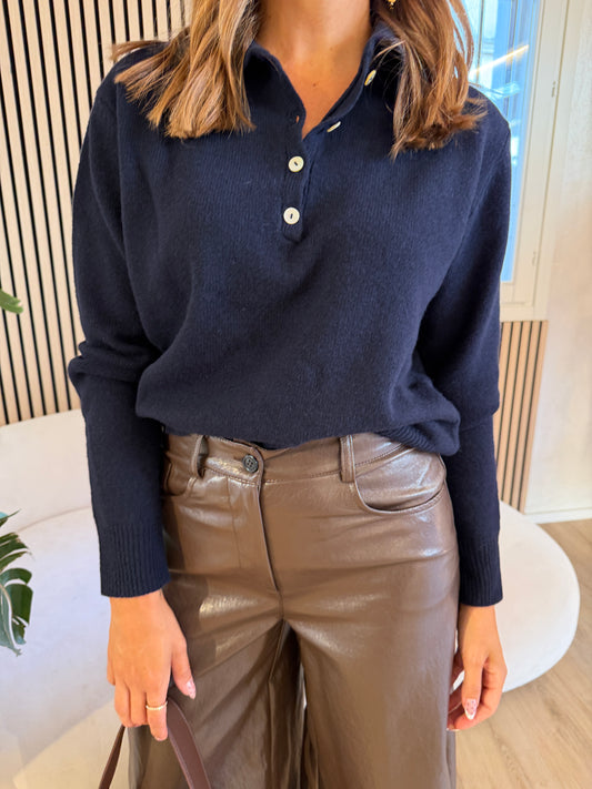 Polo 100% lana blu Navy