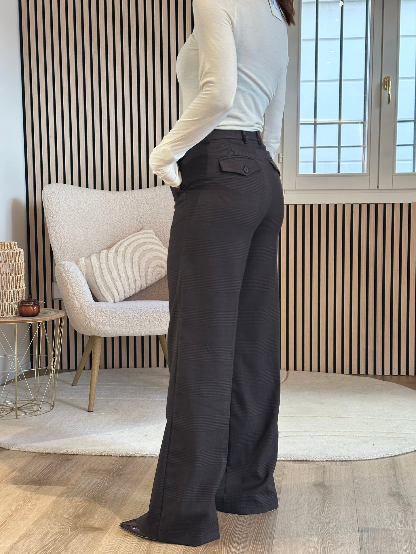 Pantalone flare pied de poule
