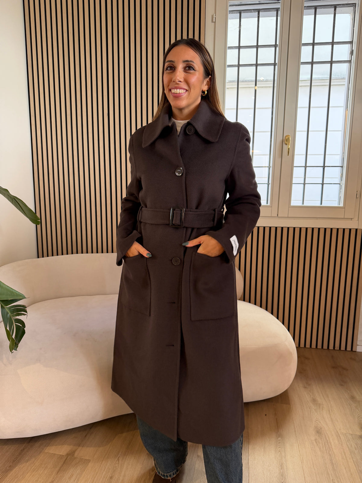 Cappotto double midi Caffè