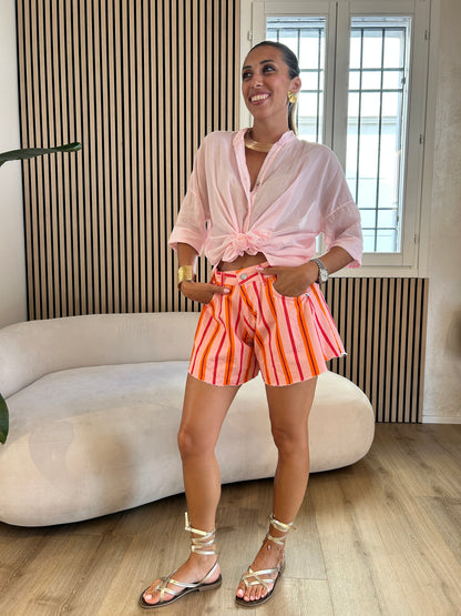 Shorts farfalla riga fucsia