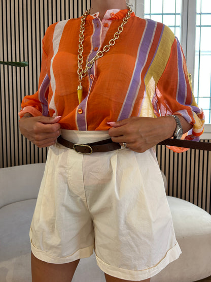 Camicia rigata giallo/arancio