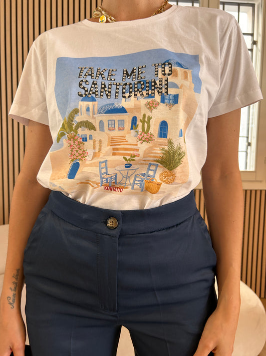 T-shirt stampa Santorini