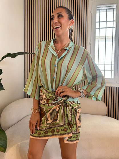 Camicia rigata celeste