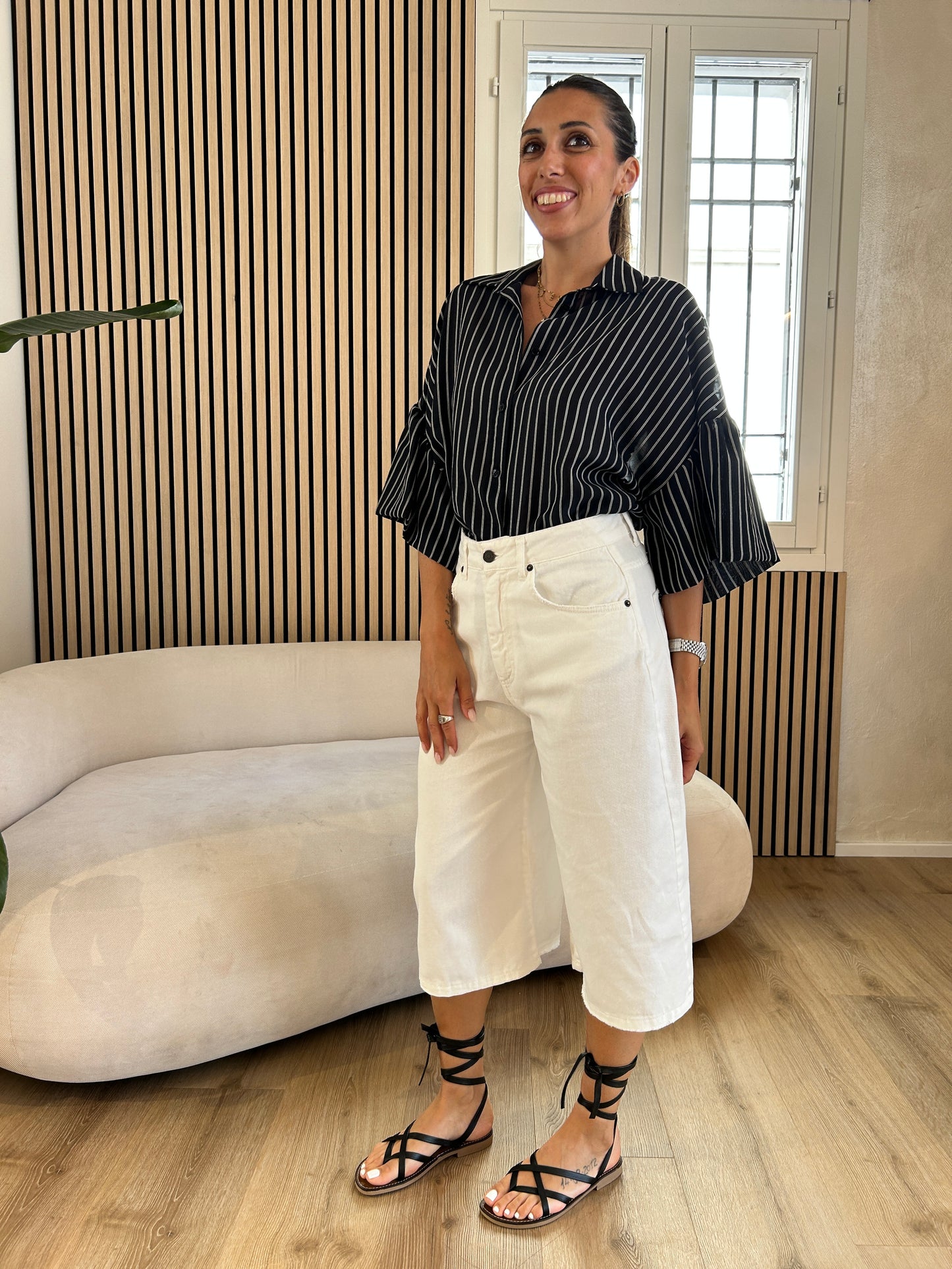 Camicia rigata nero/ bianco