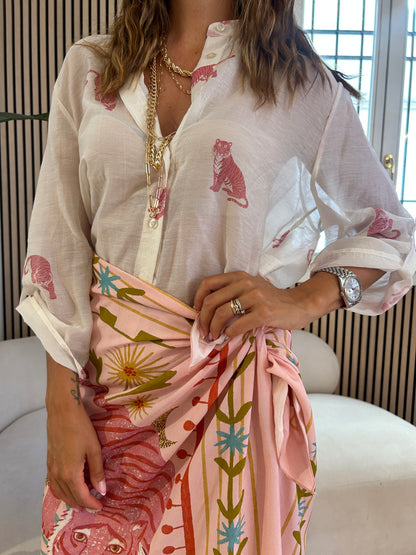 Camicia latte tigre rosa
