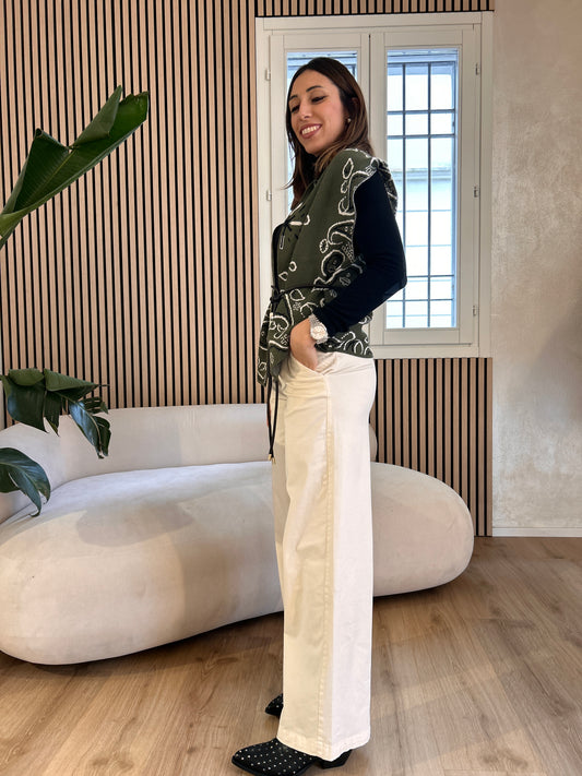 Pantalone chino con foulard Avorio