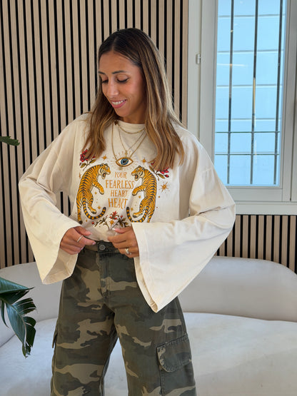 T- shirt tigri floreali