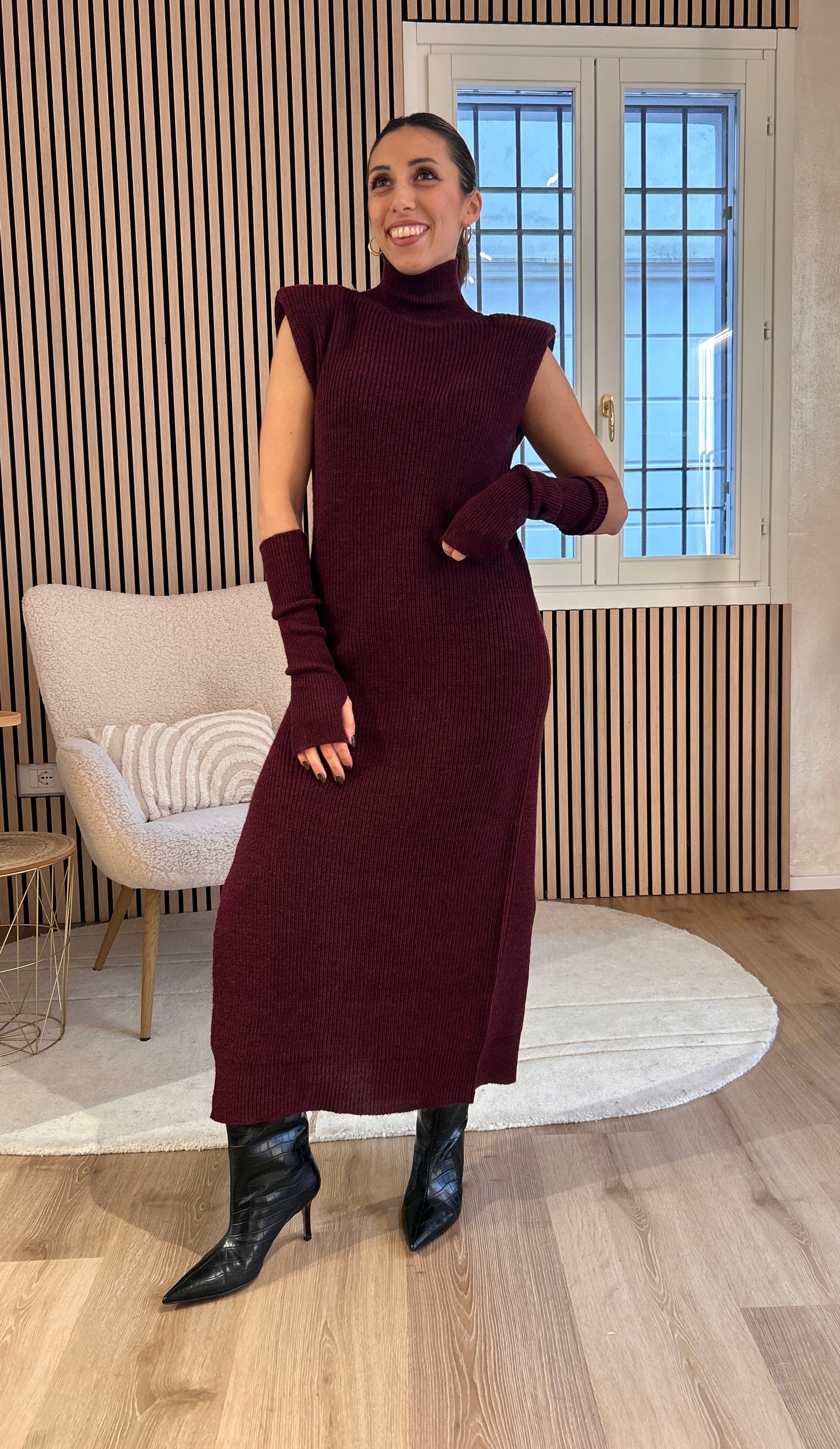 Abito manicotti bordeaux