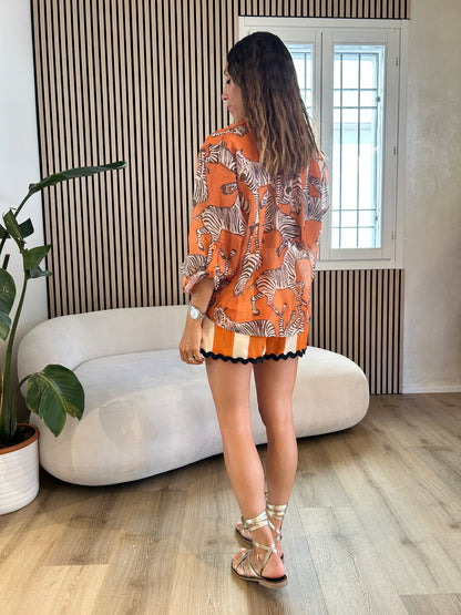Camicia arancione zebra