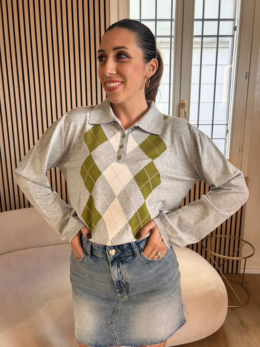 Polo rombi grigio