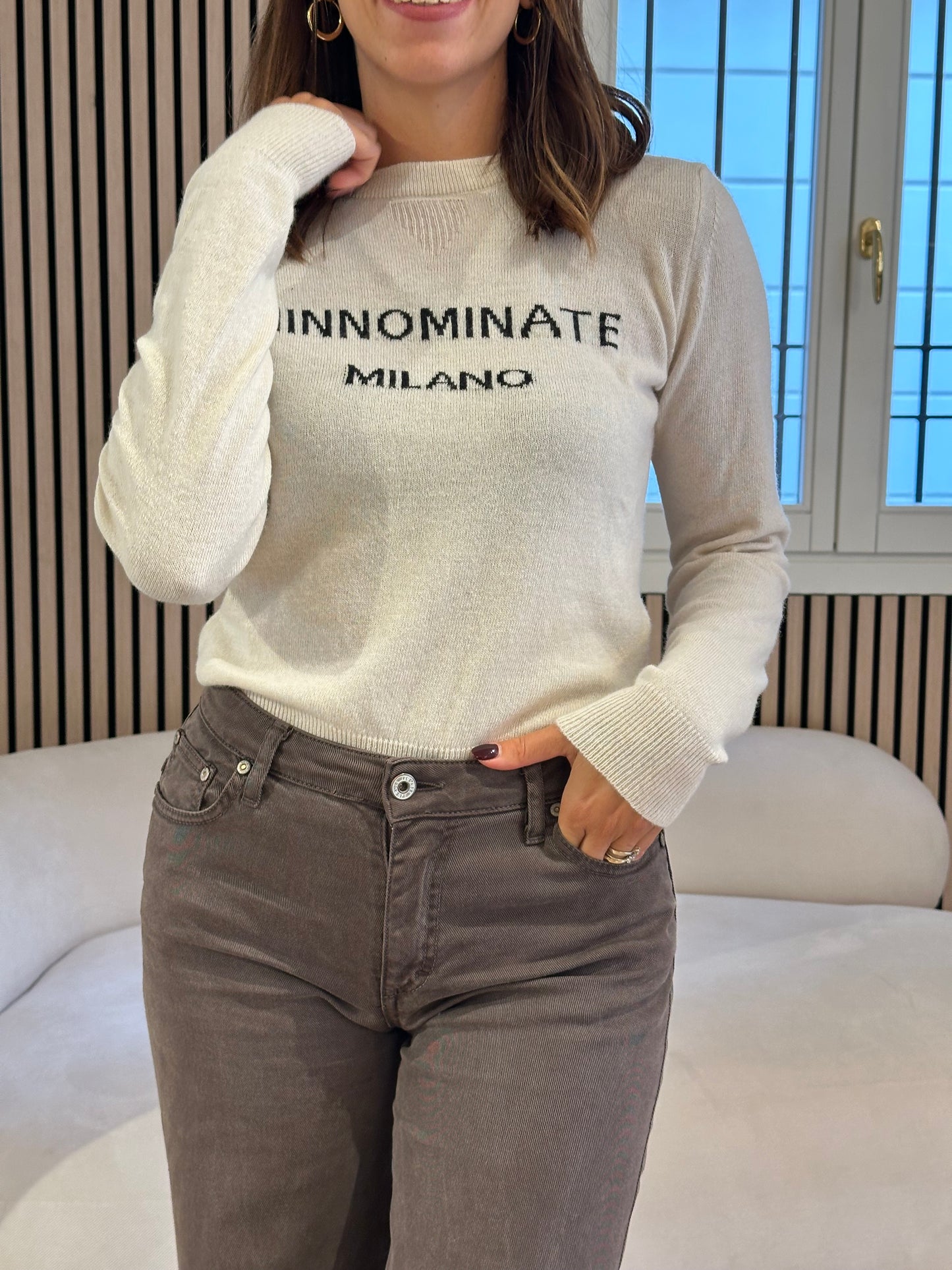 Maglia in misto cashmere logo