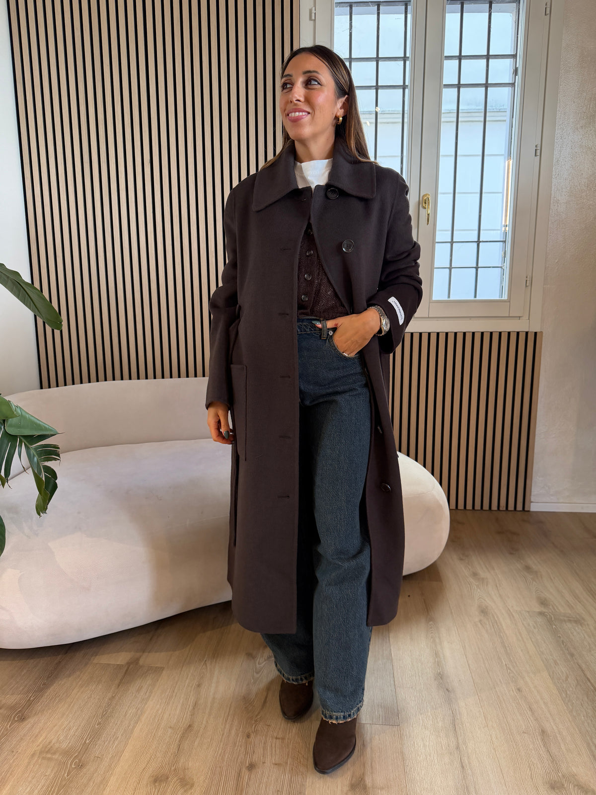 Cappotto double midi Caffè