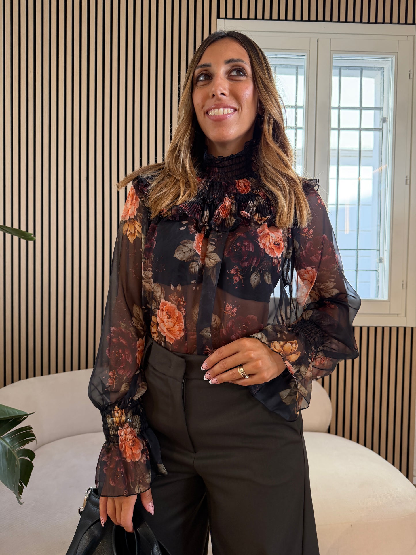 Camicia punto smok floreale