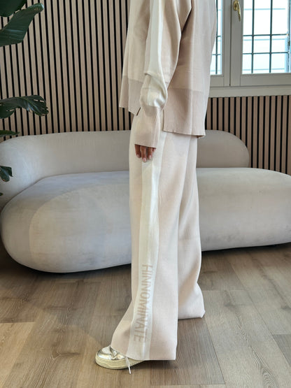 Pantalone palazzo bande in maglia