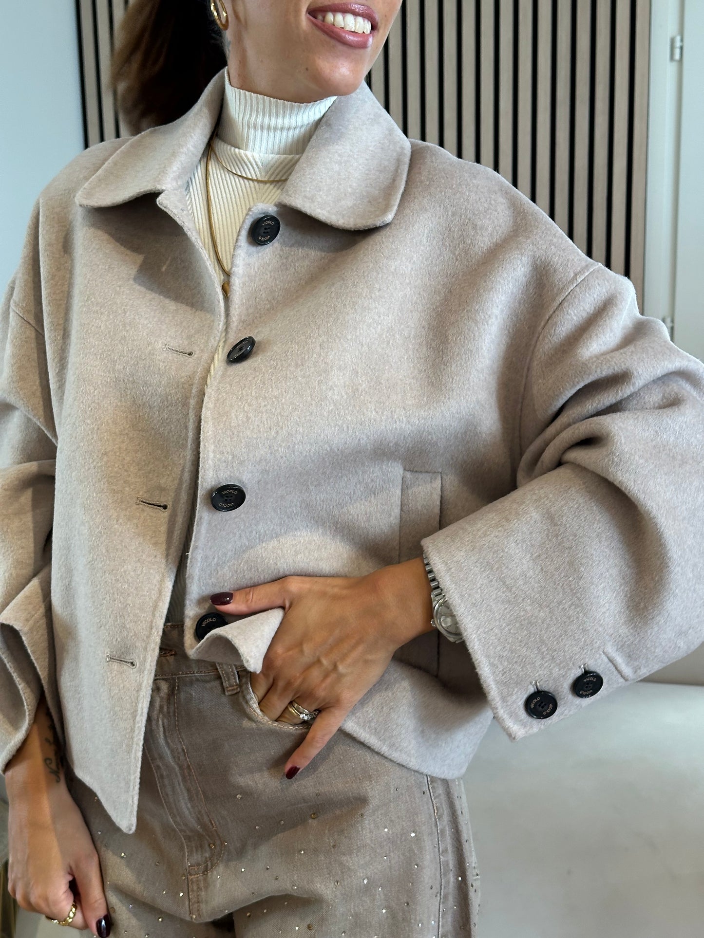 Cappotto outdoor corto tortora