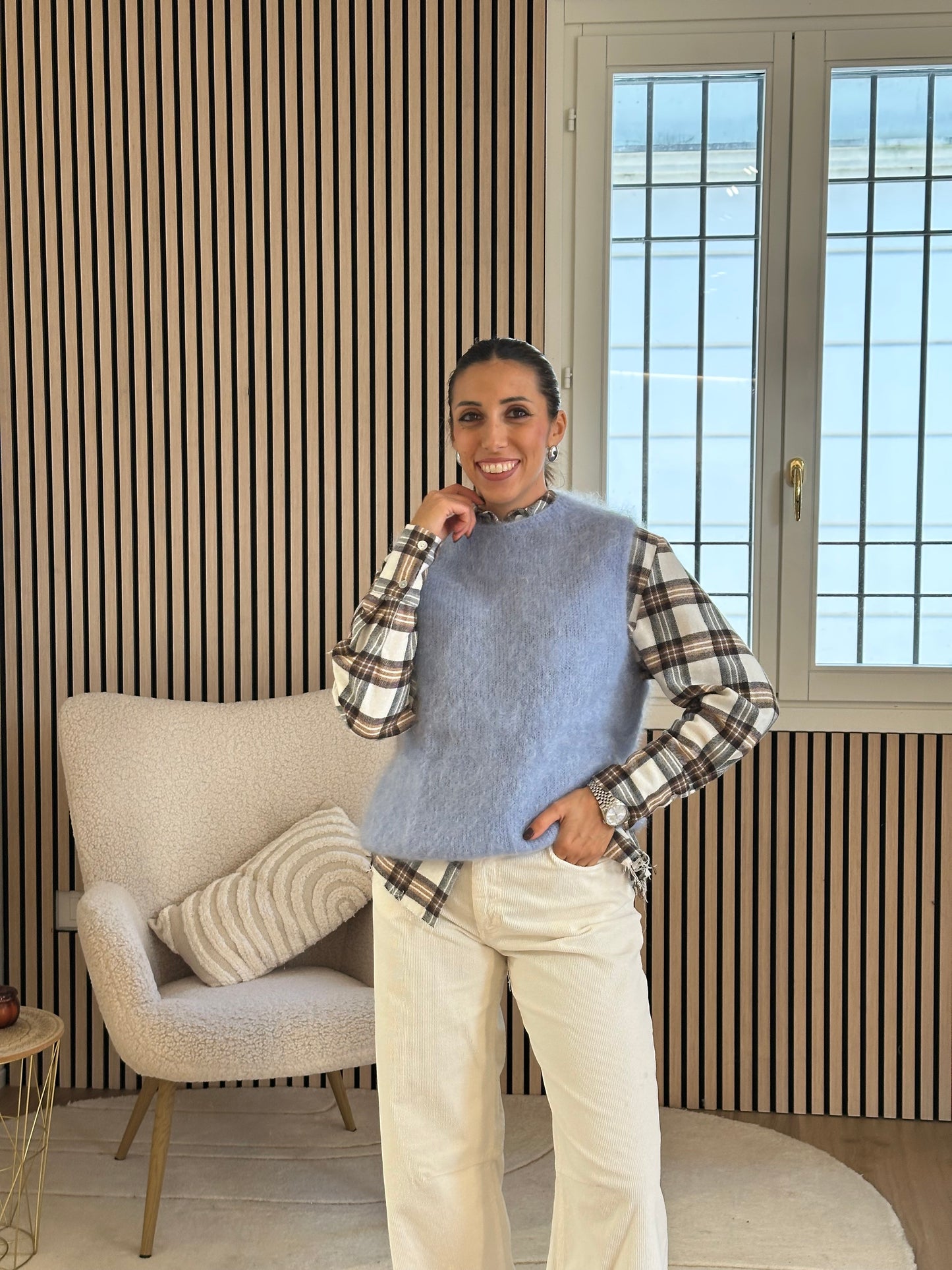 Gilet girocollo polvere