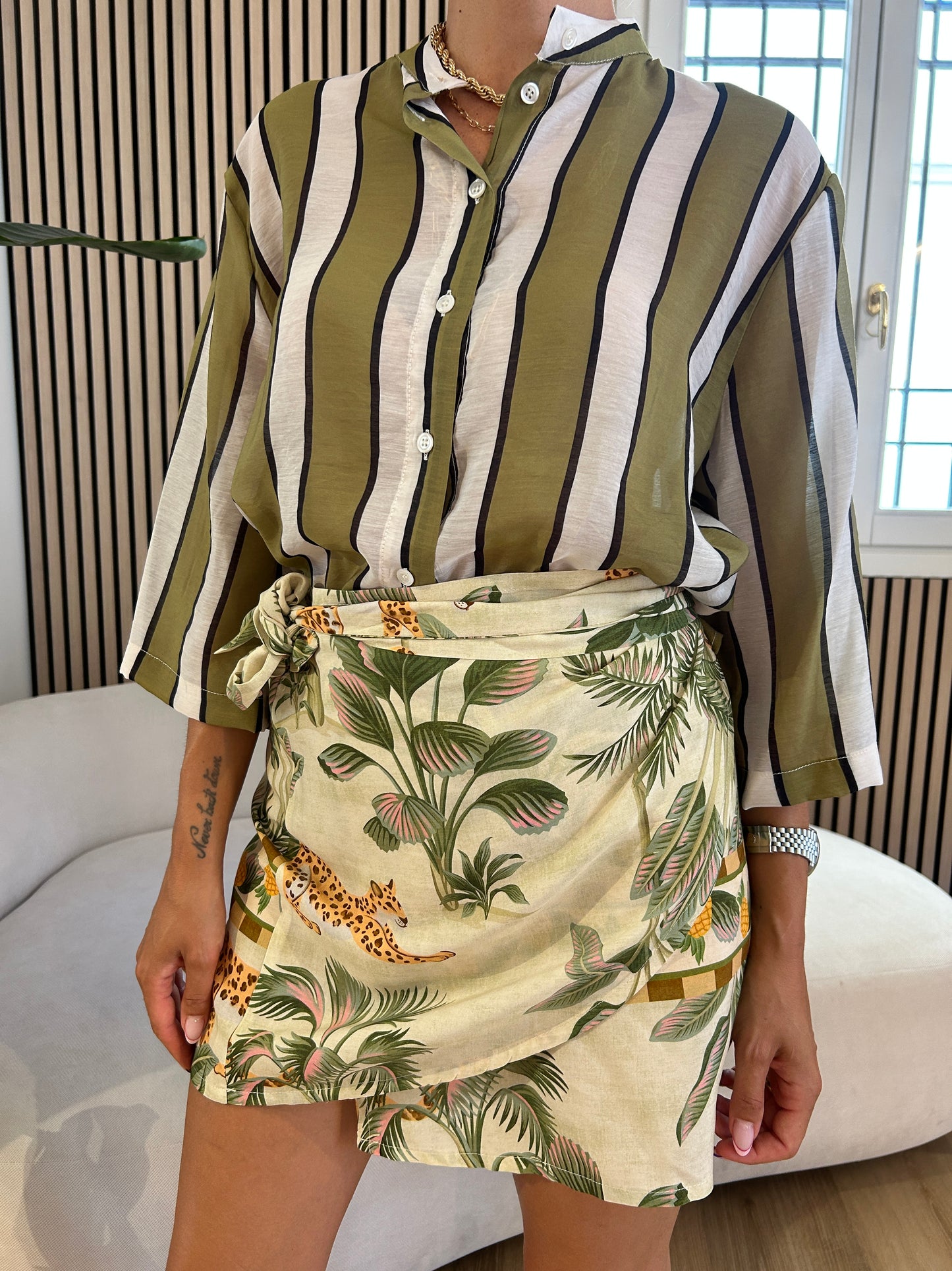 Camicia rigata olio