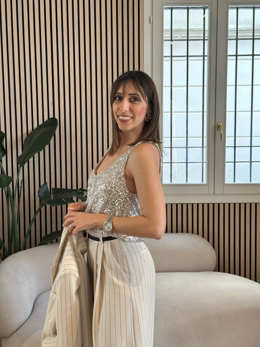 Canotta paillettes basic