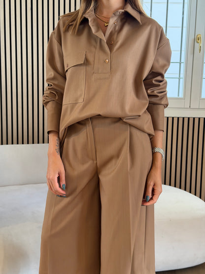 Camicia gessata biscotto