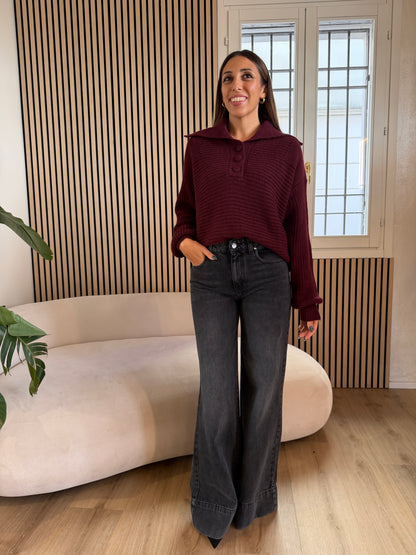 Maglia con collo alto bordeaux