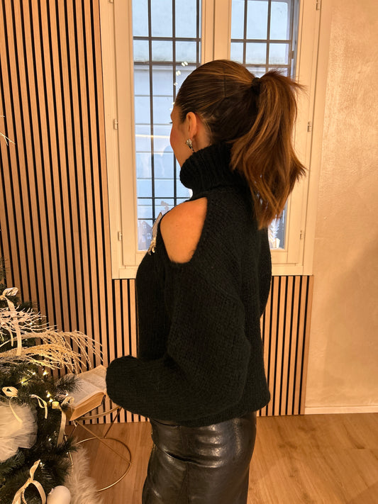 Dolcevita fori spalle nero