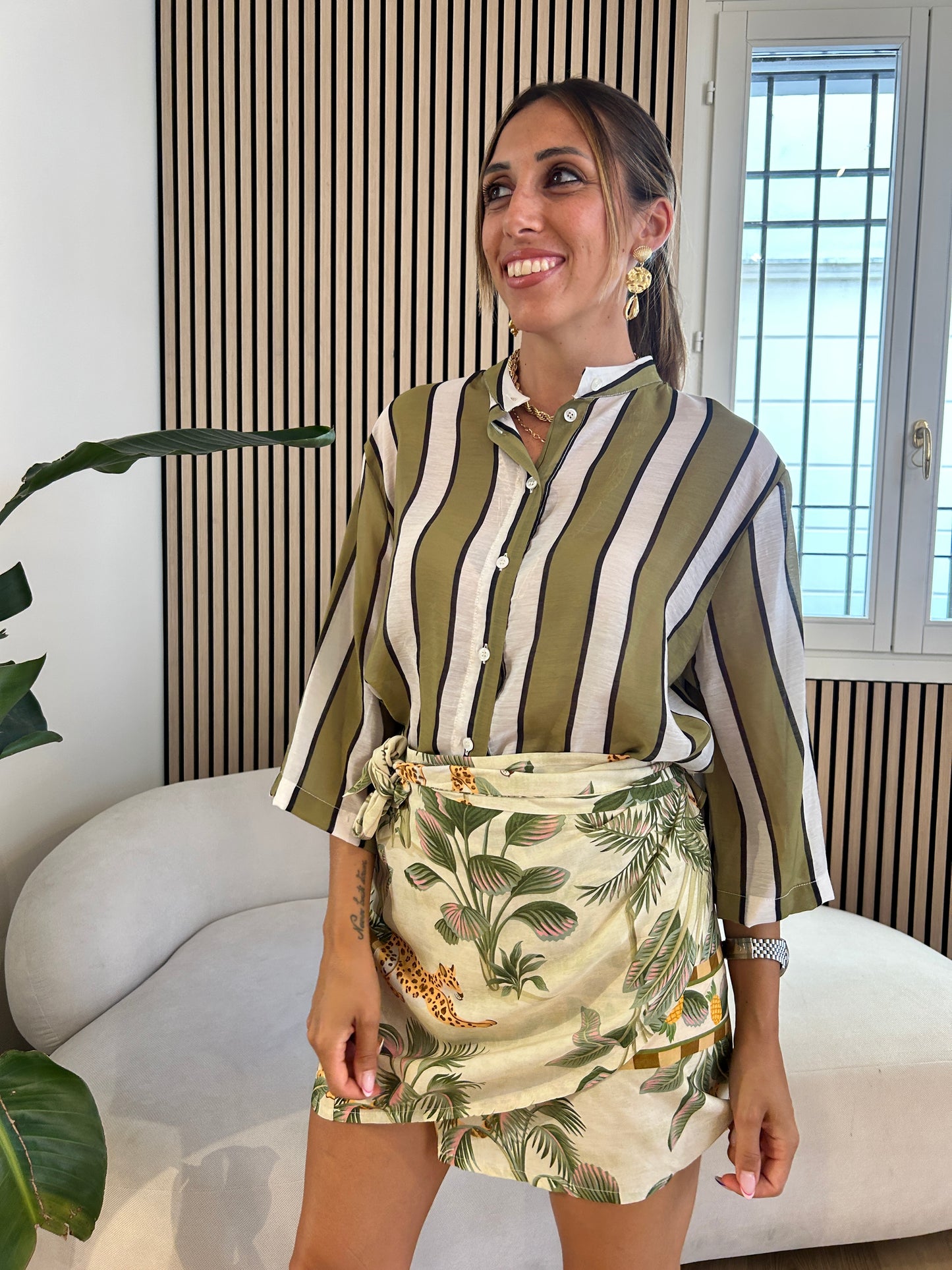 Camicia rigata olio