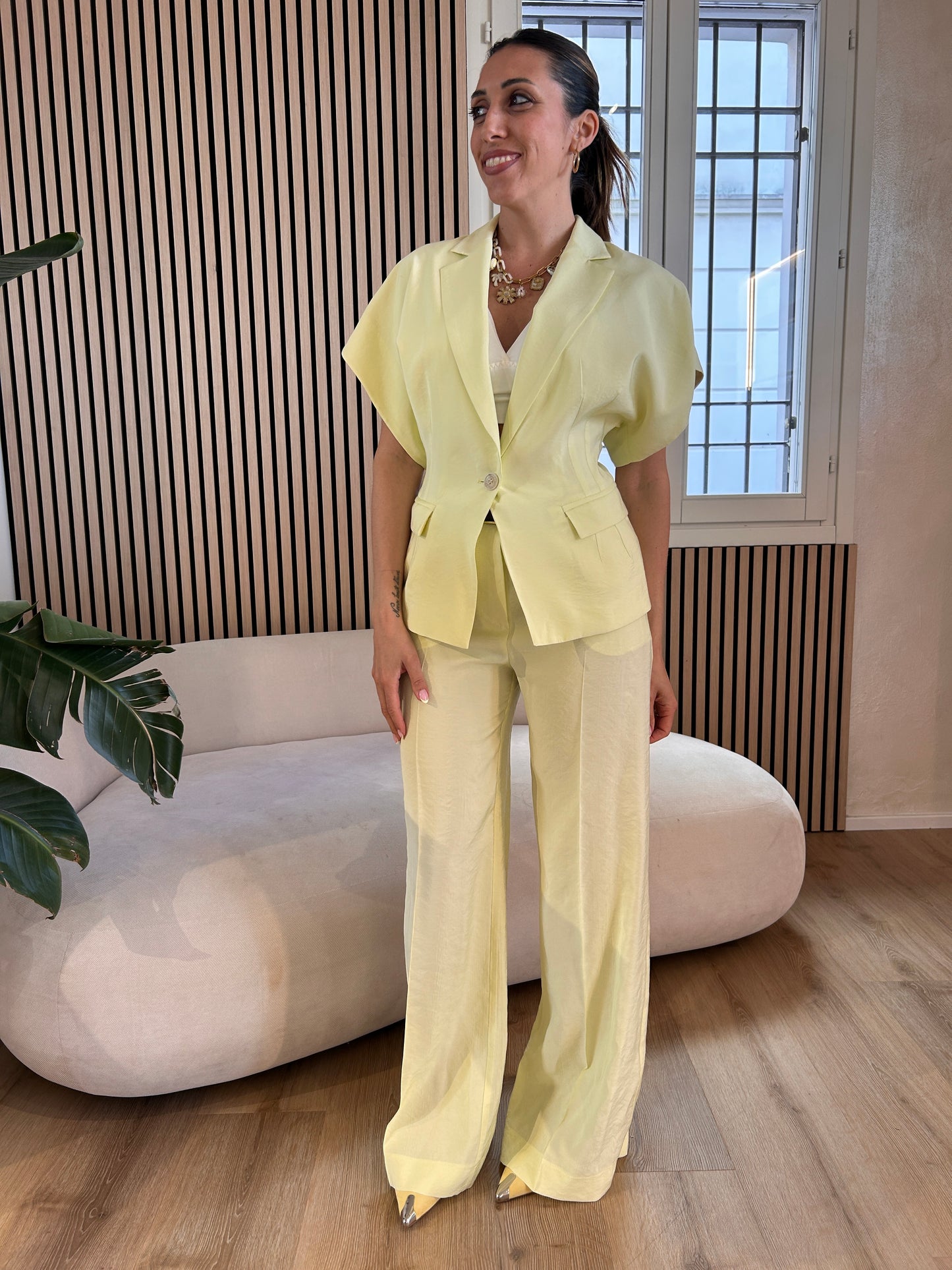 Gilet un bottone giallo lime