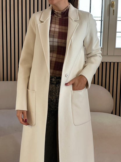 Cappotto monopetto handmade panna