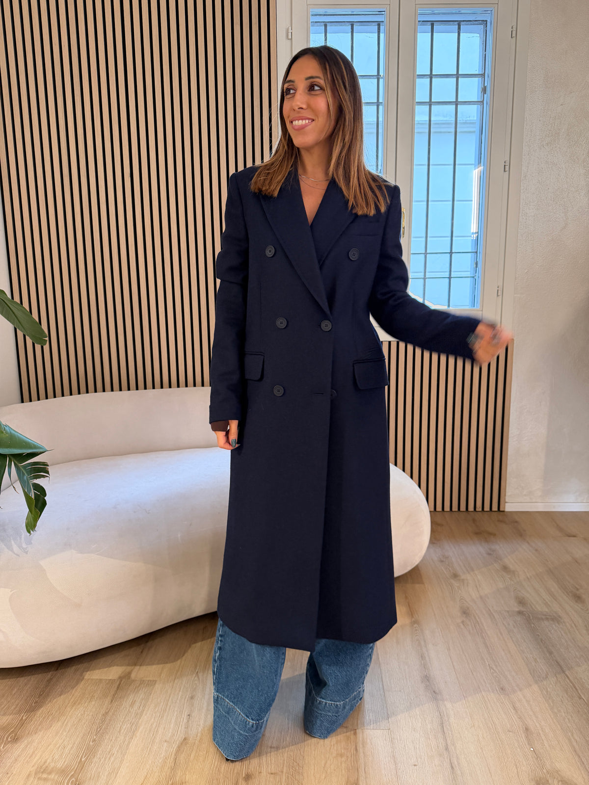Cappotto doppiopetto blu notte